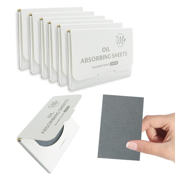 Natural Face Oil Blotting Paper -Bamboo Charcoal 600 Counts, Easy Dispensing Oil Absorbing Sheets, Premium Handy Facial Blotting Papers - Face Skin Care or Beauty Make Up Must Have