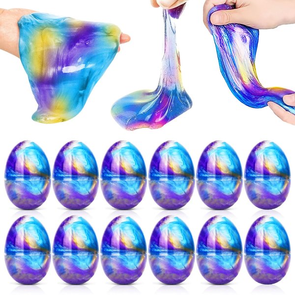 kykake 12Pcs Slime Party Favors, Galaxy Slime Ball Party Gifts - Stretchy Stress Relief, and Safe for Girls and Boys - Classroom Reward, Valentine's Day Party Supplies