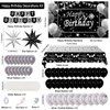 Silver and Black Birthday Decorations for Men Women Boys Girls 80 PCS White Black and Silver Party Decorations Happy Birthday Backdrop Banner Confetti Star White Silver Black Balloon Arch Tablecloth