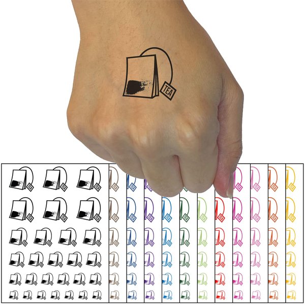 Cute Tea Bag Temporary Tattoo Water Resistant Fake Body Art Set Collection - Orange (One Sheet)