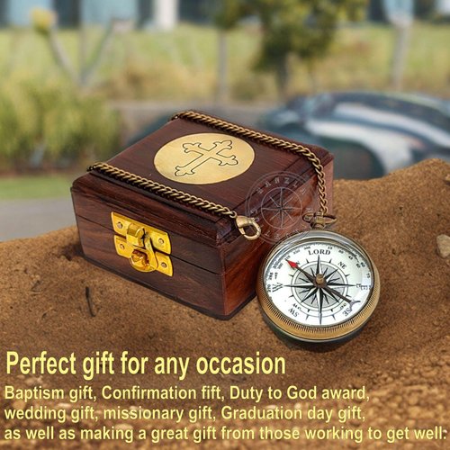 Be Strong and Courageous, Do Not Be Afraid Quote Engraved Brass Directional Magnetic Compass, Joshua 1: 9 Religious Gifts for Women Men Boy Girl, Confirmation Gift Ideas, Baptism & Missionary Gifts