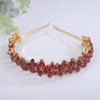 Teyglen Rhinestone Wedding Headband Crystal Headpiece Bridal Headband Tiara Red Rhinestone Hair Band Hoop Wedding Hair Accessories for Women Girl (Wine red)