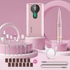 ENGERWALL Rechargeable Nail Drill 35000 RPM, Portable Cordless Electric Nail File Machine for Acrylic Nails Gel Polishing, Removing, with Dail Drill Bits Kit for Manicure Pedicure, Pink (Pro)