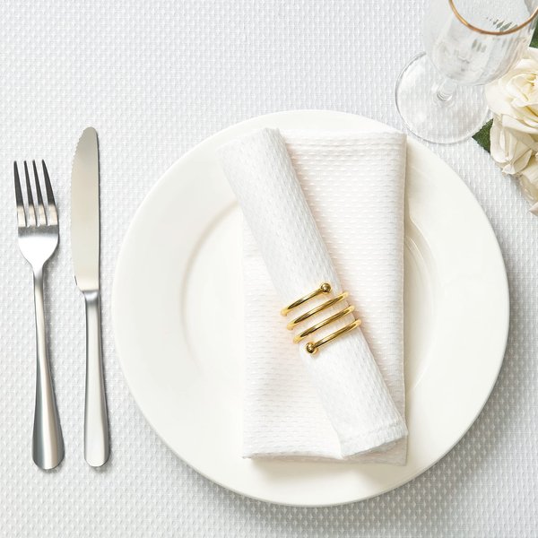 Mebakuk Cloth Napkins Set of 12, Premium 17 x 17 Inch Solid Washable Small Triangle Weave Napkins, Soft Table Napkin for Wedding Party Restaurant Dinner Parties (Pearl White, Set of 12)