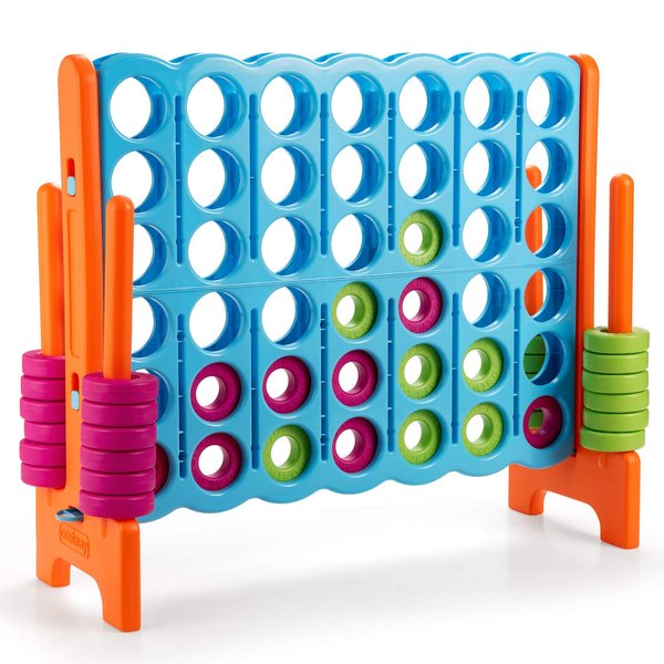 COSTWAY Jumbo 4-to-Score Giant Game Set, 4 in A Row for Kids and Adults, 3.5FT Tall Indoor & Outdoor Game Set with 42 Jumbo Rings & Quick-Release Slider, Perfect for Holiday Party & Family Game