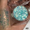 Holographic Body Glitter Gel,Blue Gold Purple Shimmer Eyeshadow Makeup Gel,Music Festival Rave Accessories for Girls Women Face Hair Sparkling Makeup,Long Lasting Waterproof Shimmmer Gel,#1