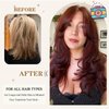 Mayouda Layered Wig With Curtain Bangs For Women Copper Red Layered Wig 26Inch Straight Wavy Hair Wig Natural Looking Synthetic Heat Resistant Wigs for Daily Party Use (26Inch, Copper Red#)