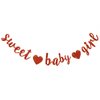 BEISHIDA Red Sweet Girl Baby Glitter Banner,NO DIY, Pre-Strung Baby Shower Gender Party Banner for Girl, Girl Baby Shower Decoration,Girl Baby Shower Sign,First Birthday Party Supplies