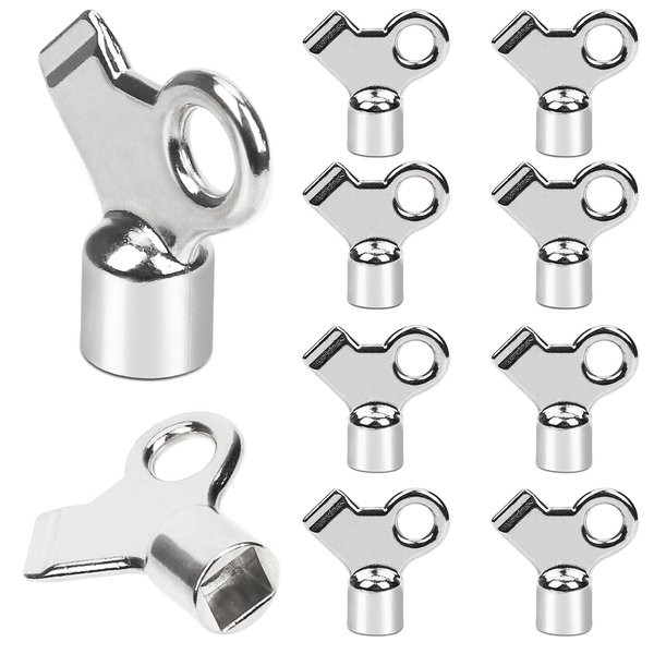 10pcs Radiator Bleeding Air Valve Key, Metal Radiator Keys Heating Radiator Bleed Hole Key Copper Alloy Vent Air Plumbing Valve Key Radiator Bleeder Key for Home Radiator and Faucet(Silver)
