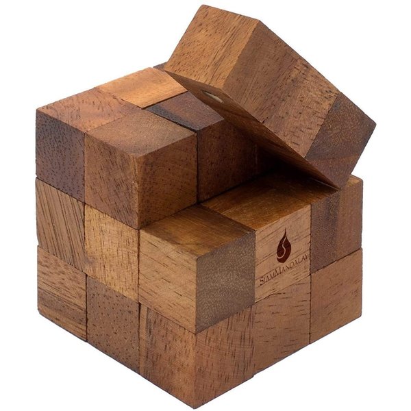 Snake Cube: Wooden 3D Brainteaser Puzzle for Adults STEM Skill Builder Interlocking Game. Educational Problem Solving Game for Adults. Handmade Desk Accent for Office