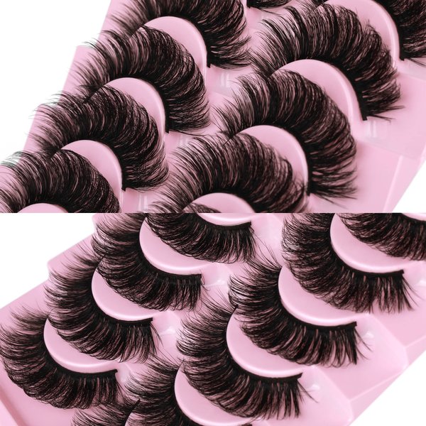 wiwoseo Eyelashes Natural Volumn Faux Mink Lashes Natural Wispy Fluffy Curly Lashes 17MM 3D Effect Fake Eyelashes Little Dramatic 10 Pairs Pack
