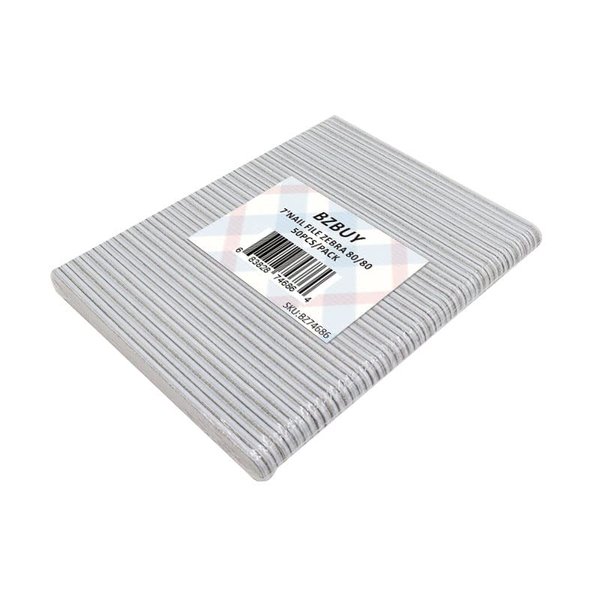 Bzbuy Nail File 50 PCS Professional Double Sided 80/80 Grit Nail Files Emery Board Zebra Manicure Pedicure Tool and Nail Buffering Files