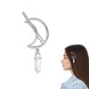 Silver Half Moon Hair Clip Barrette Metal Hair Clips Girls Hair Natural Stone Pendant Hairpin Crystal Drop Hair Barrette Clip for Women Vintage Hair Clips