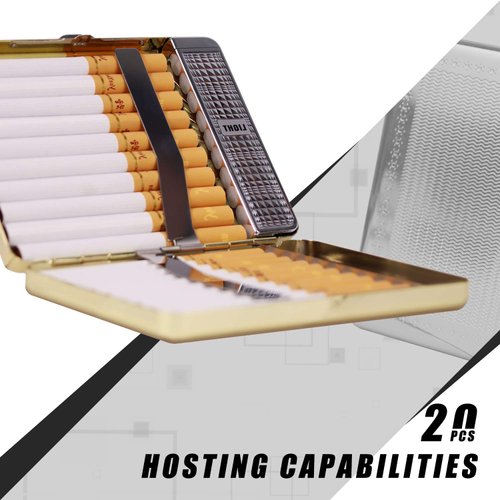 20 PCS Set Metal Cigarette Case Holder Arc Lighter with 3D Eagle Rechargeable Electric Arc Lighter Windproof Flameless USB Cigarette Case Lighter for Your Friends (Gold)