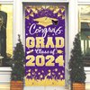 2024 Graduation Party Decorations - Purple Gold Congrats Grad Class of 2024 Banner 2024 Graduation Party Supplies Front Door Cover Porch Sign Backdrop Wall Decor