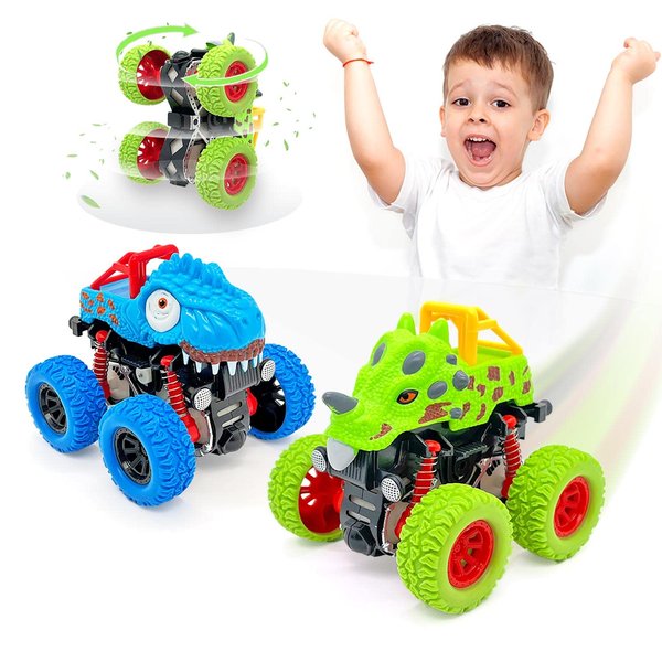 AESTEMON 2 Year Old Boy Toys Cars, Dinosaur Toys Monster Trucks for Kids Toddler Boys Age 2-4-6, Dino Car Toys for 2 3 4 5 Year Old Boys Christmas Birthday Gift