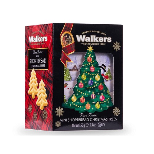 Walker’s Mini Festive Shortbread Cookies - Christmas Tree Shortbread Cookie Box (5.3 oz) – Includes Mini Tree-Shaped Christmas Cookies