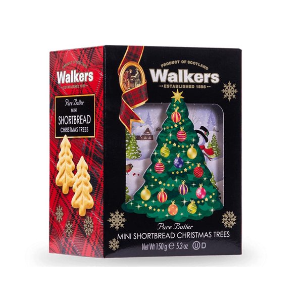 Walker’s Mini Festive Shortbread Cookies - Christmas Tree Shortbread Cookie Box (5.3 oz) – Includes Mini Tree-Shaped Christmas Cookies