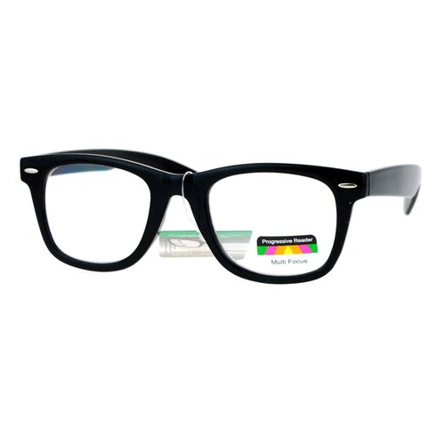 SA106 Retro Horn Rim Multi 3 Focus Progressive Reading Glasses Black 2.0