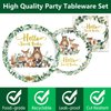 Woodland Baby Shower Party Supplies, Woodland Animal Baby Shower Decorations Include Plates, Napkins, Forks, for Animal Theme Woodland Creatures Party Decorations, Serve 24