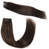 FUBILI Clip in Hair Extensions Dark Brown Real Human Hair Invisible Pu Remy Seamless Clip ins Hair Extensions 30g long Straight Human Hair Extensions 22inch 5Pcs