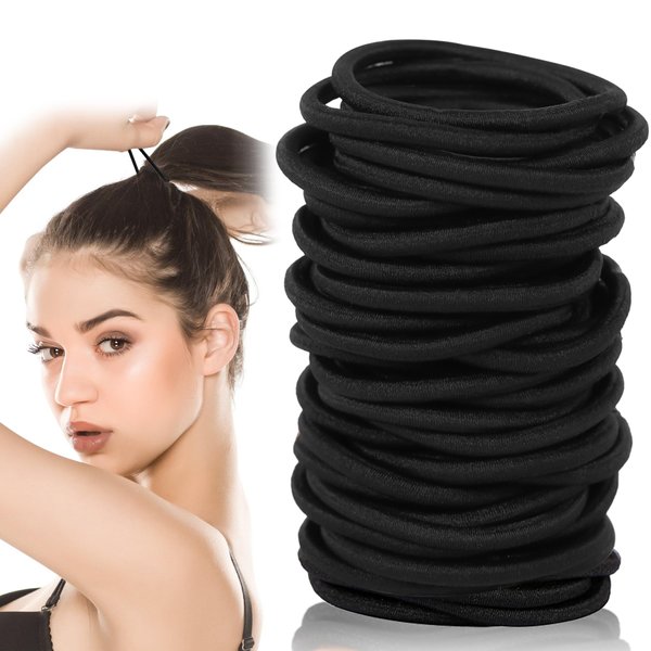 Black Elastic Hair Ties No Damage 180 Pcs Hair Elastic Bands Ponytail Holders Rubber Bands For Women Girls Hair