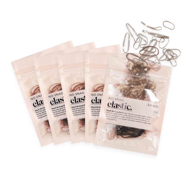 Kitsch No Snag Small Elastic Hair Ties - Rubber Bands for Hair | Baby & Women's Hair Elastics and Bands | 5pack, 500pcs (Brown)
