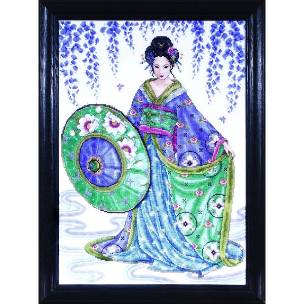 Design Works Crafts Counted Cross Stitch, Geisha, 12 by 16 inches,White,Gold