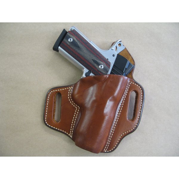 Springfield EMP Compact 1911 OWB Leather 2 Slot Molded Pancake Belt Holster CCW TAN RH