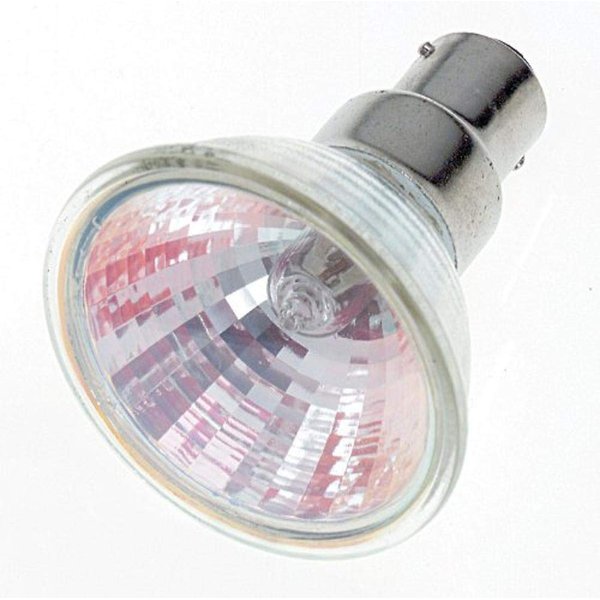 Satco S1972 50 Watt MR16 Halogen DC Bayonet Base 12 Volt Clear FL 36 Beam Pattern No Harmful Ultraviolet Rays Light Bulb, With Lens