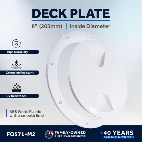Five Oceans 8" Boat Hatch, 2-Pack Marine Round Inspection Deck Plate Hatch with Detachable Cover, UV-Resistant ABS White Plastic, for Pontoon, Fishing Boat, Bass Boat, Yacht, Sailboat, RVs - FO571-M2