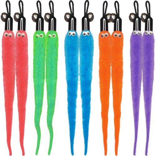 baoheyao 10 Pack Vibrant Cat Toy Worms with Bells,Interactive & Durable Toys,Wand Toys Replacement or for Individual Cat Play,It Will Bring Endless Fun to Cats