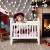 jarbins Dollhouse Furniture Crib Mini House Crib Doll Cradle Doll Decoration Adornment Miniature Crib Dollhouse Mini Furniture Baby Bed Model (White)