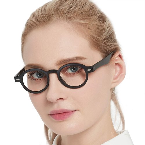 OCCI CHIARI Round Readers Reading Glasses Men and Women Magnification Unisex Frame 4.0 5.0 6.0 (Black, 4.0)