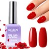 Gellen Bright Red Gel Nail Polish, 18ml 0.61oz Vibrant Rose Red Gel Polish Soak Off No Wipe UV Gel for Manicure Art Valentine's Day Salon Home
