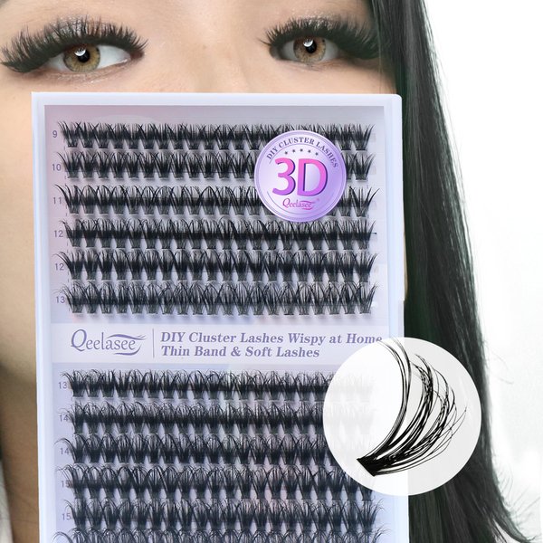 3D Effect Qeelasee 40d Lash Clusters D Curl Eyelash Extensions Wispy DIY Individual Eye Lashes Natural Volume 240pcs Mix9-16mm