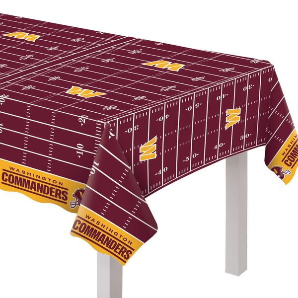 Amscan Washington Commanders All Over Print Plastic Party Table Cover - 54" x 96" | Maroon | 1 Pc.