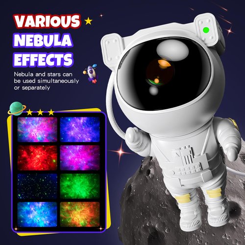 JUIARA Astronaut Star Galaxy Projector - Space Starry Night Light Nebula Ceiling Projection Lamp with Timer and Remote, for Kids Adults for Bedroom, Gaming Room, Room Decor