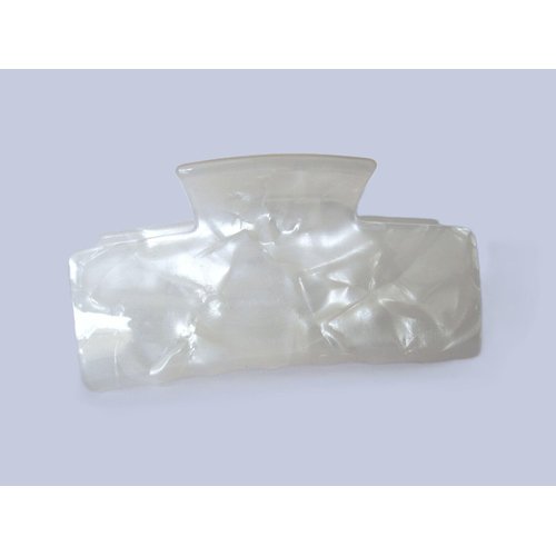 Generic Pearly white shimmering rectangle marbled hair claw clip