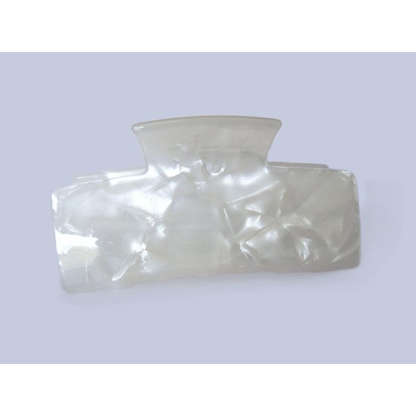 Generic Pearly white shimmering rectangle marbled hair claw clip