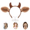 Beviliu Cow Ears Headband - Realistic Animal Cow Horns and Ears Headband Makeup Washing, Furry Fluffy Cow Costume headband for Animal Party Halloween Costume, Brown