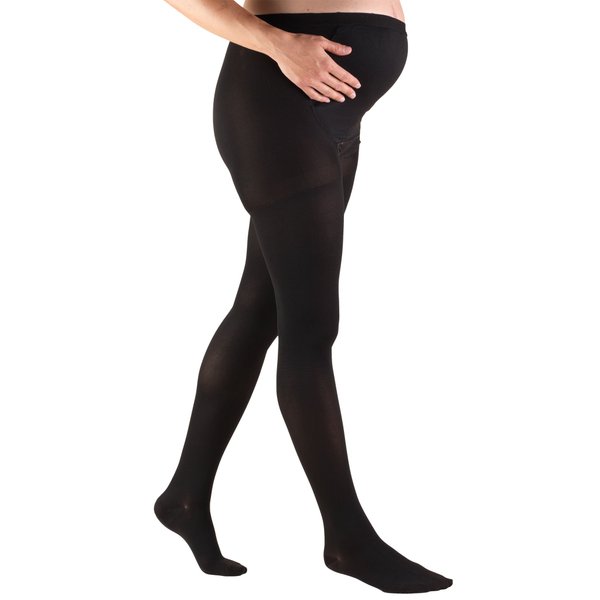 Truform 20-30 mmHg Maternity Compression Pantyhose, Tummy Support for Pregnant Belly, Black, Petite