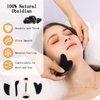 Obsidian Gua Sha Facial Tools Set of 4 - Natural Jade Gua Sha Face Sculpting Tools, Face Roller & Gua Sha Tool for Face, Double Chin Jawline Fascia Cellulite Remover & Point Treatment