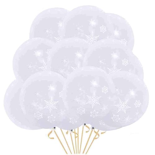 30PCS White Snowflake Balloons for Christmas Theme Party Suppliesand Winter Wedding Decorations/Winter Wonderland Party/Baby Shower Birthday Festival Party Supplies