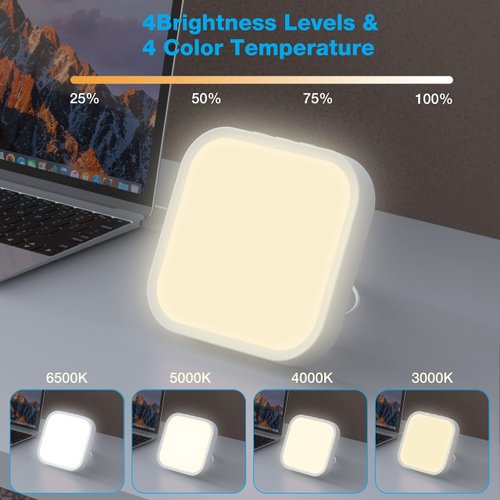 Light Therapy Lamp, 10000 Lux UV-Free Therapy Light with 4 Brightness Levels, 4 Color Temperature, 4 Timer Function and Memory Function, Portable Light Therapy Box for Home/Office Use Lift Mood