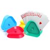 Motroce 4 Pcs Playing Card Game Holders, 4 Colors Hands Free Triangle Shaped Poker Tray, Holds Up to 15 Poker Cards Hands for Kids, Adults, Parties, Classroom Activities, Not Included Cards