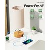 KPQ 【Upgraded】 Bedside Lamp Touch Control Table Lamp with USB A+C Charging Ports & AC Outlet 3-Way Dimmable Nightstand Lamp with Linen Fabric Shade for Bedroom Living Room(E26 Light Bulb Included)
