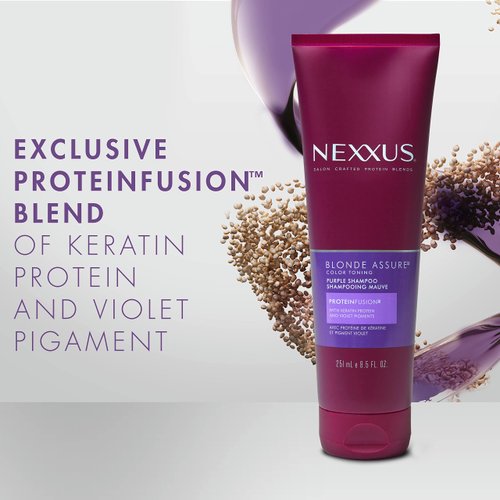 Nexxus Blonde Assure Purple Shampoo & Conditioner Color Assure Combo Pack Blonde, Bleached & Silver Hair Color Shampoo & Conditioner with Keratin Protein & Violet Pigment 13.5 fl oz