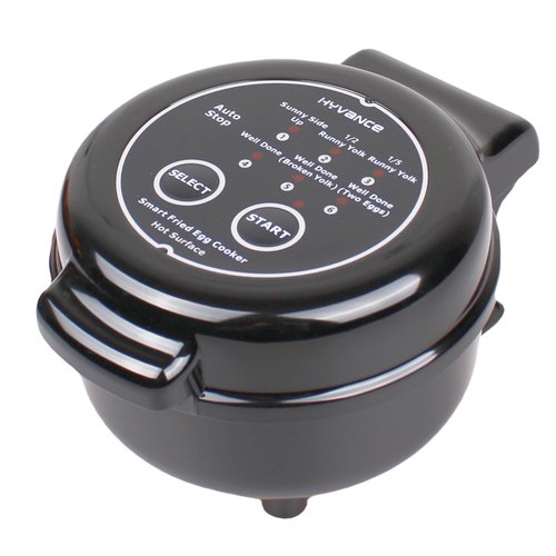 Hyvance Smart Fried Egg Cooker, Automatic Fried Egg Maker for 6 Features like Sunny Side Up, Over Easy, Fully Cooked & More. Auto Power Off, Alarm, Round Shape, Non Stick Coating (Black)