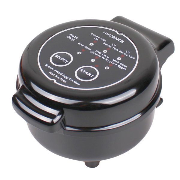 Hyvance Smart Fried Egg Cooker, Automatic Fried Egg Maker for 6 Features like Sunny Side Up, Over Easy, Fully Cooked & More. Auto Power Off, Alarm, Round Shape, Non Stick Coating (Black)
